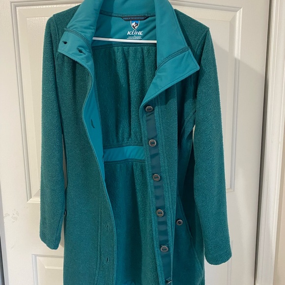 KUHL Savina Alfpaca Fleece Jacket Coat Womens Size Small Full Length Button Up - Picture 3 of 7